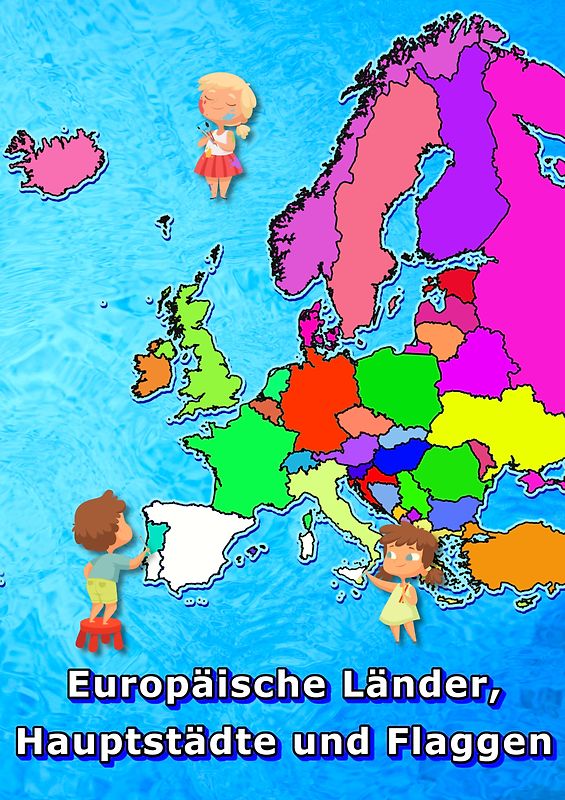 Europäische Länder, Hauptstädte und Flaggen malen und lernen