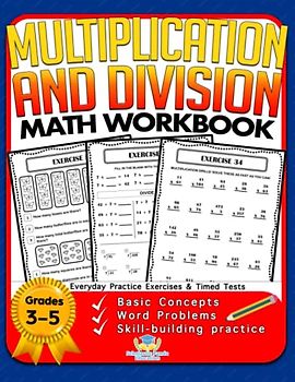 Multiplication and Division Math Workbook for 3rd 4th 5th Grades