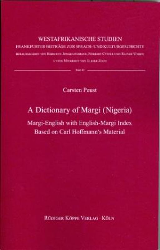 A Dictionary of Margi (Nigeria) – Margi–English with English–Margi Index