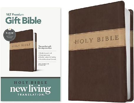 Premium Gift Bible Nlt, Filament Enabled, Tutone (Leatherlike, Dark Brown/Tan, Red Letter)
