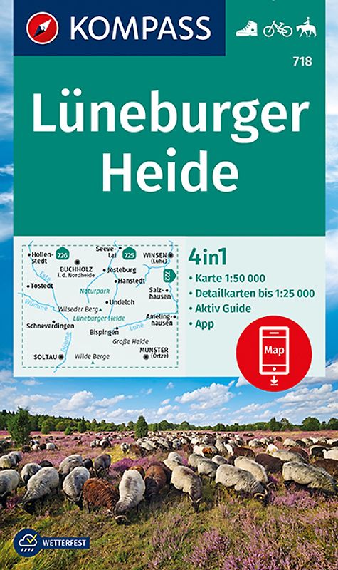 KOMPASS Wanderkarte 718 Lüneburger Heide 1:50.000