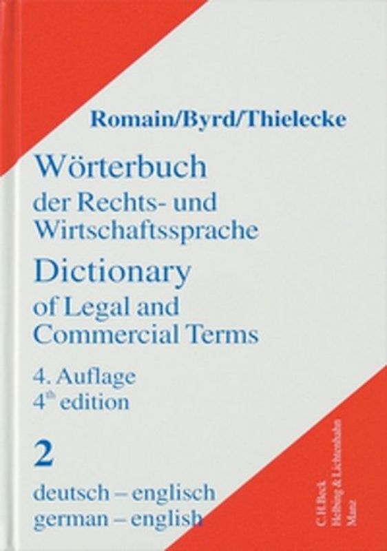 Wörterbuch der Rechts- und Wirtschaftssprache Teil I: Englisch-Deutsch