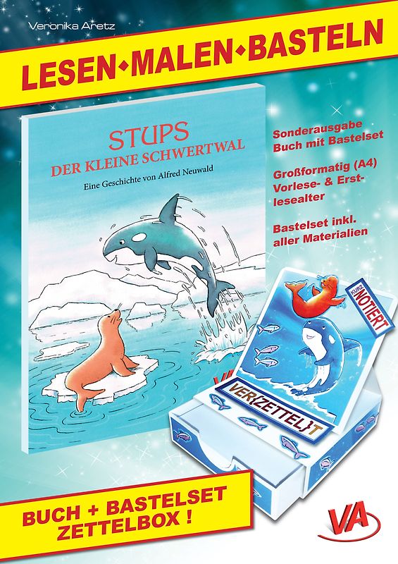 Lesen-Malen-Basteln: Buch “Stups der kleine Schwertwal” & Bastelset “Zettelbox” (1)