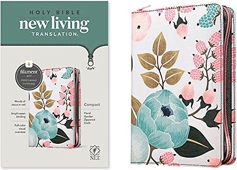 NLT Compact Zipper Bible, Filament Enabled (Cloth, Floral Garden, Red Letter)