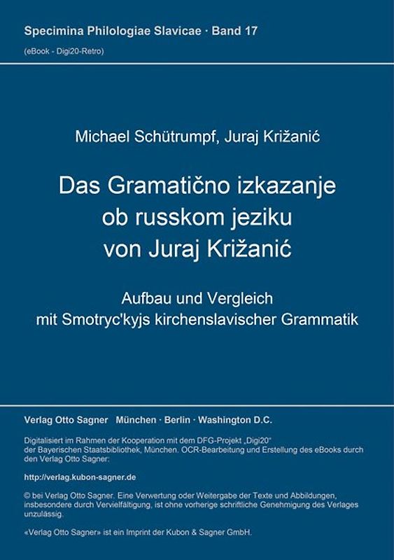 Das "Gramatično izkazanje ob russkom jeziku" von Juraj Križanić