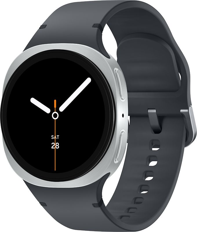 Samsung Galaxy Watch8 40 mm Boîtier aluminium argent sur Sport en silicone S/M graphite [Wi-Fi + 4G]