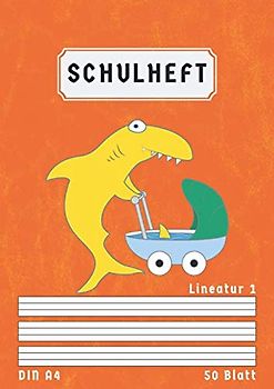 Schulheft Din A4 Lineatur 1: Liniert 50 Blatt | 1 Klasse Schreibheft A4 Lineatur 1 Farbig Hinterlegt | Homeschooling und Schulanfang | Orange