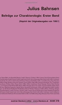 Beiträge zur Charakterologie: Erster Band: [Reprint der Originalausgabe von 1867]
