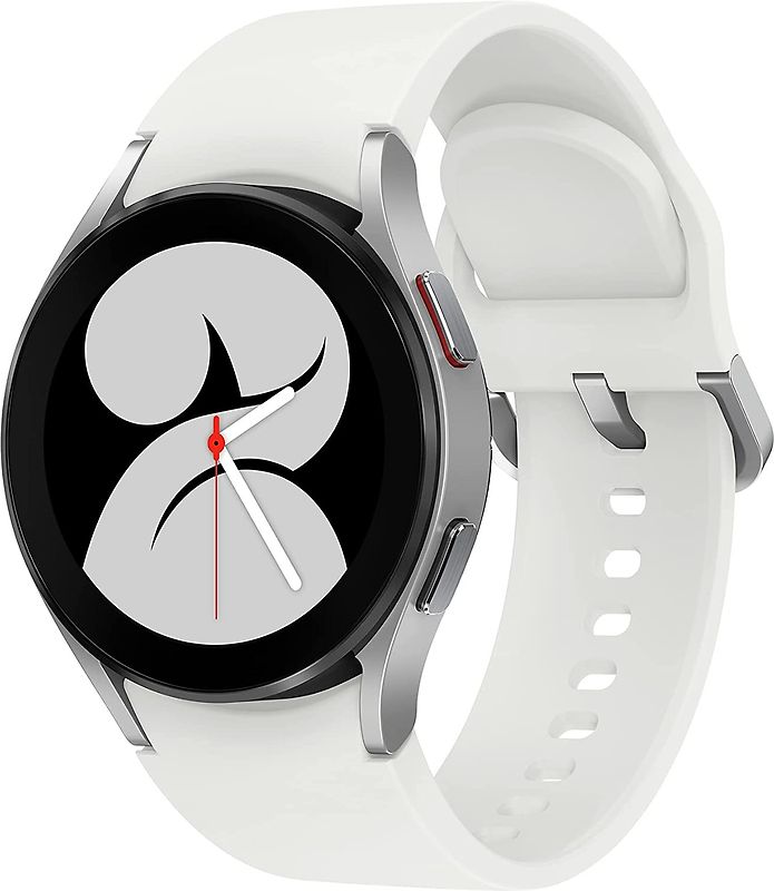 Samsung Galaxy Watch4 40 mm Boîtier aluminium argent Bracelet silicone blanc [Wi-Fi]