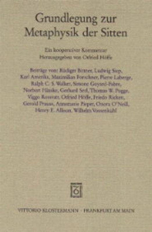 Grundlegung zur Metaphysik der Sitten