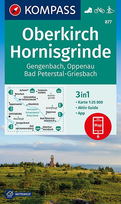 KOMPASS Wanderkarte 877 Oberkirch, Hornisgrinde, Gengenbach, Oppenau, Bad Peterstal-Griesbach 1:25.000