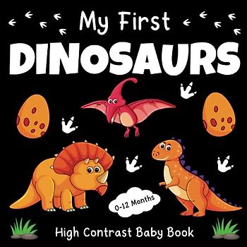 My First Dinosaurs High Contrast Baby Book for Newborns 0-12 Months: Black and White Pictures for 0-12 Months; Alphabet Themed Images to Develop your Babies Eyesight; Makes a Great New Baby Gift