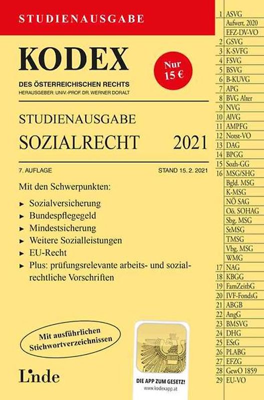 KODEX Studienausgabe Sozialrecht 2021