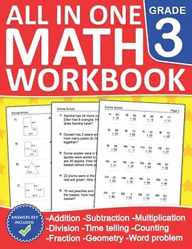 Math Workbook For Grade 3 With Addition,Subtraction,Multiplication,Division exercises,Word Problems,Time & Money,Geometry,Fraction and More With ... For Ages 8-9 | Math Worksheets For 3rd Grade