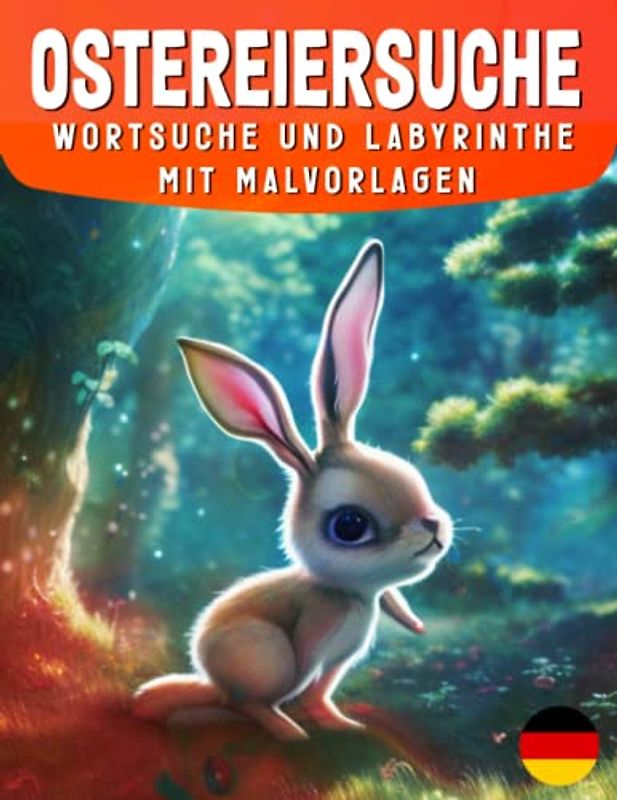 Ostereiersuche: Wortsuche und Labyrinthe mit Malvorlagen: Ein unterhaltsames Aktivitätsbuch für Kinder