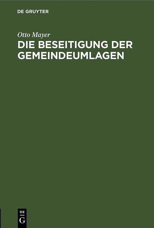 Die Beseitigung der Gemeindeumlagen