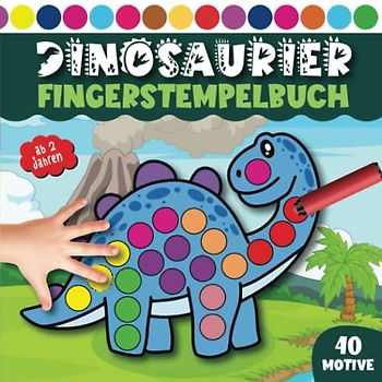 Dinosaurier Fingerstempelbuch Ab 2 Jahren: 40 Niedliche und Einzigartige Illustrationen zum Fingerstempel, Malen und Basteln (Bastelbuch für Jungen und Mädchen)