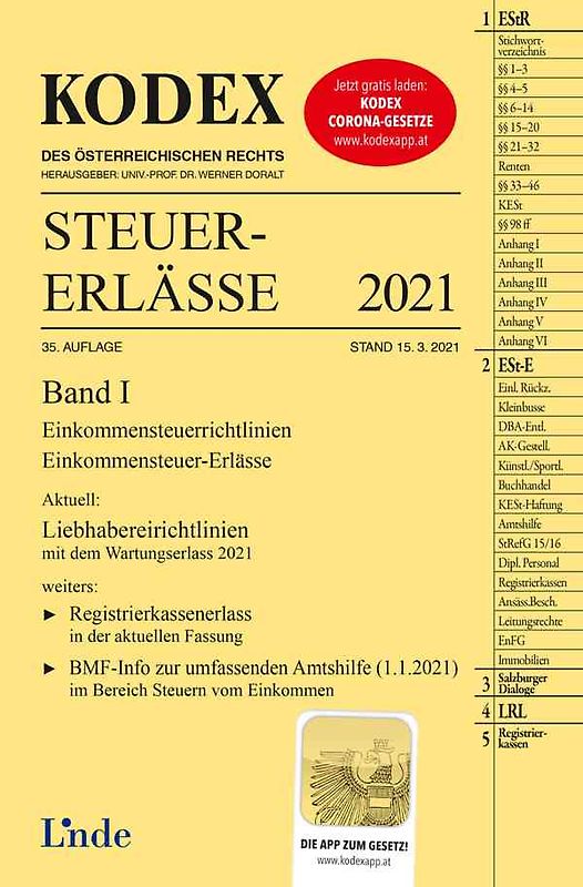 KODEX Steuer-Erlässe 2021, Band I