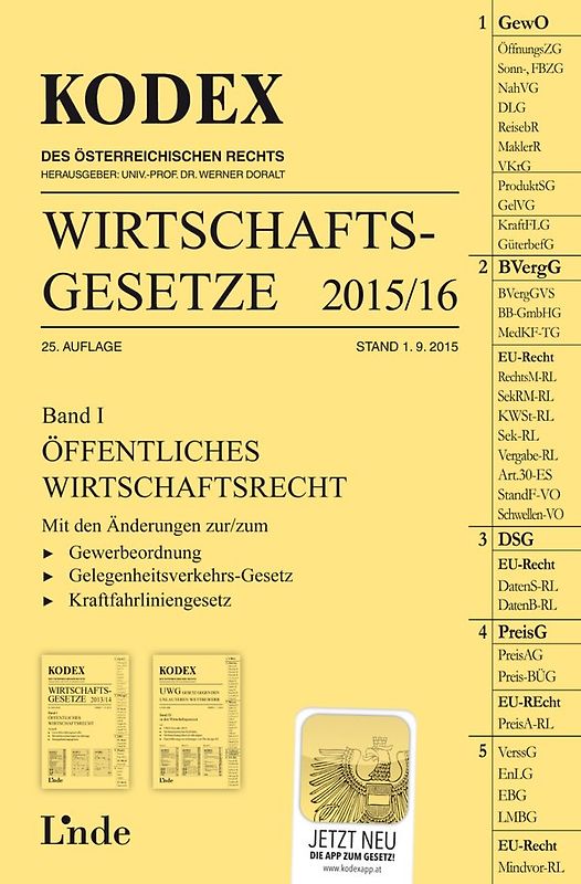 KODEX Wirtschaftsgesetze Band I 2015/16