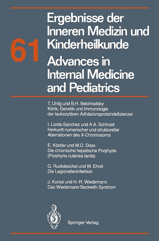Ergebnisse der Inneren Medizin und Kinderheilkunde / Advances in Internal Medicine and Pediatrics