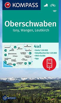 KOMPASS Wanderkarte 187 Oberschwaben, Isny, Wangen, Leutkirch 1:50.000