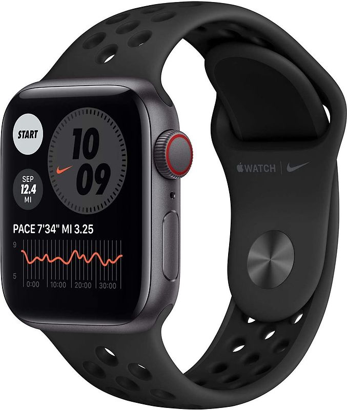 Apple Watch Nike SE 40 mm Cassa in alluminio grigio siderale con Cinturino Nike Sport antracite/nero [Wi-Fi + Cellular]