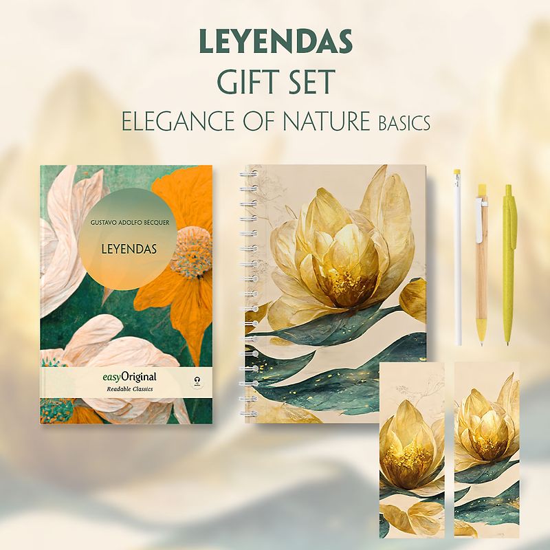 Leyendas (with audio-online) Readable Classics Geschenkset + Eleganz der Natur Schreibset Basics