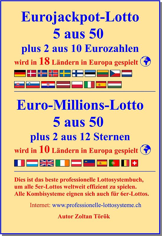 Eurojackpot-Lotto 5 aus 50 plus 2 aus 10 Eurozahlen