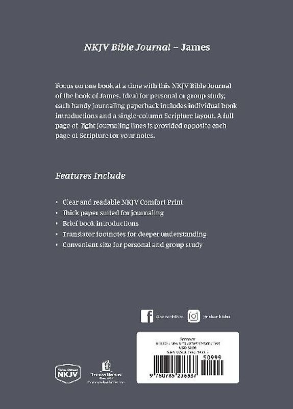 NKJV Bible Journal - James, Paperback, Comfort Print | Softcover