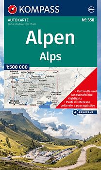 KOMPASS Autokarte KOMPASS Autokarte und Panoramakarte Alpen 1:500.000