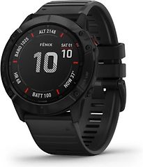 Image of Garmin Fenix 6X Pro 51 mm zwart met een zwarte siliconen polsband (Refurbished)