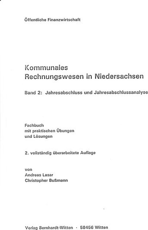 Kommunales Rechnungswesen in Niedersachsen, Band 2: Jahresabschluss und Jahresabschlussanalyse