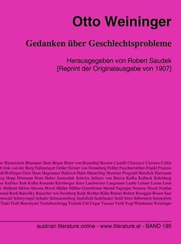 Gedanken über Geschlechtsprobleme: Herausgegeben von Robert Saudek [Reprint der Originalausgabe von 1907]