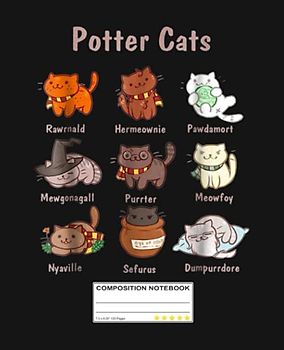 Potter Cats Composition Notebook: Cat Kitten Cats Lover Notebook Wide Ruled Paper Lined Notebook Journal for Teens Kids Students Back to School 7.5 x 9.25 in. 120 Pages