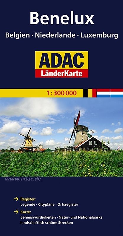 ADAC LänderKarte Benelux, Belgien, Niederlande, Luxemburg 1:300 000