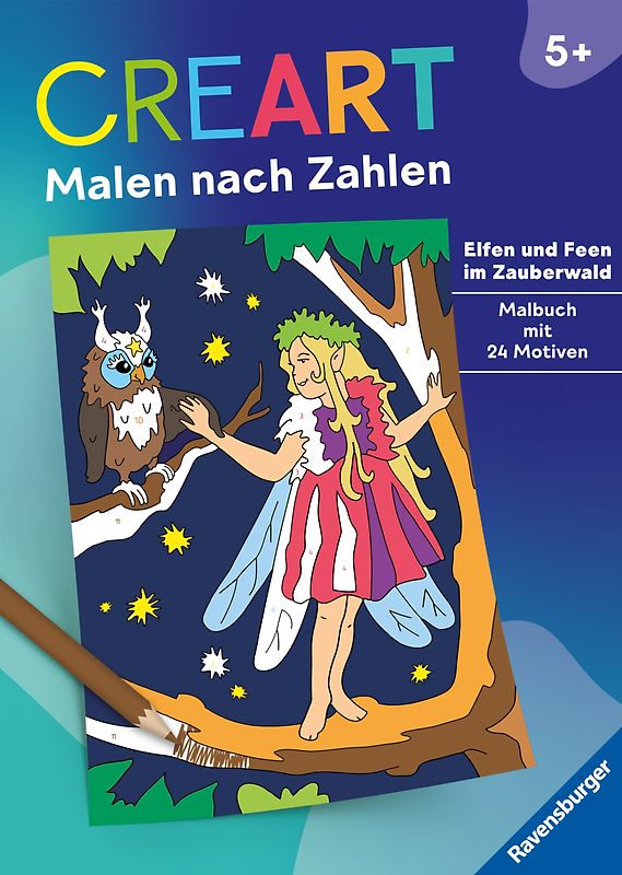 CreArt Malen nach Zahlen ab 5 - Elfen und Feen im Zauberwald