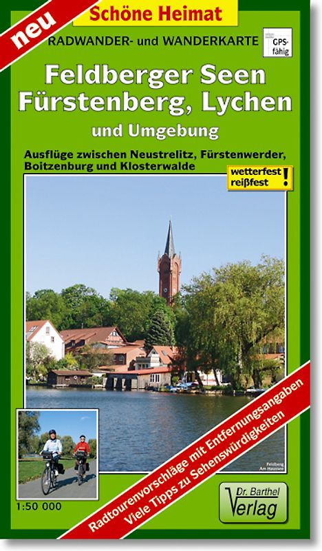 Radwander- und Wanderkarte Feldberger Seen, Fürstenberg, Lychen und Umgebung