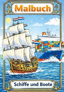Malbuch, Boote und Schiffe.