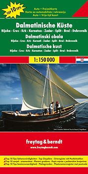 Dalmatinische Küste, Rijeka - Cres - Krk - Kornaten - Zadar - Split - Brac - Dubrovnik, Autokarte 1:150.000, Top 10 Tips