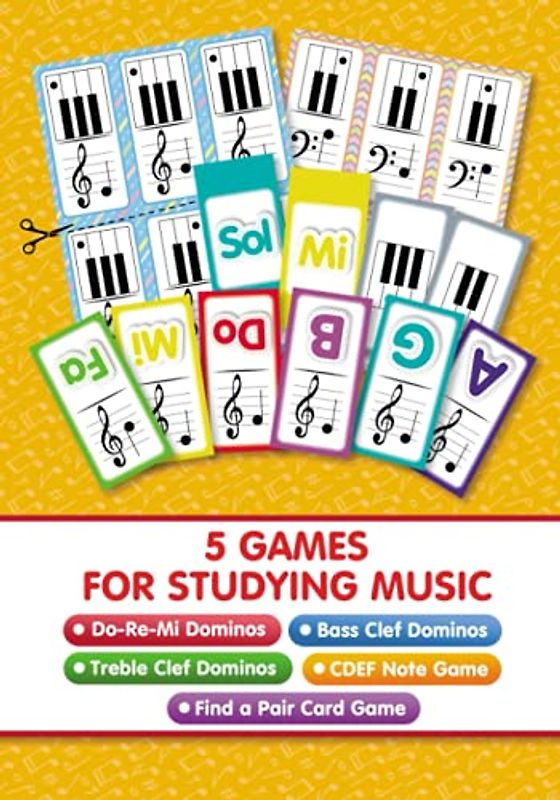 5 Games for Studying Music: Do-Re-Mi Dominos, Bass Clef Dominos, Treble Clef Dominos, CDEF Note Game, Find a Pair Card Game (Recorder Songs for Ultimate Beginners, Band 4)