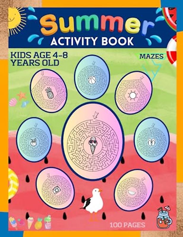 Summer Activity Book for Kids: Maze Puzzle Books for Kids Ages 4-8