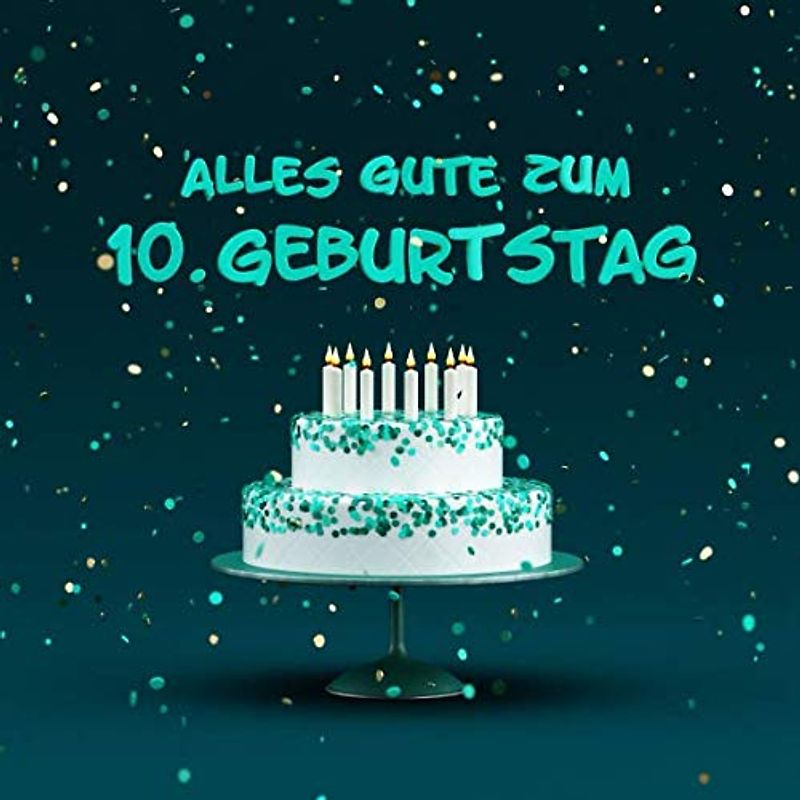 Alles Gute Zum 10. Geburtstag: Kindergeburtstag Gästebuch - Torte mit Kerzen Cover - Grau-Grüne Edition