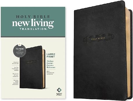 NLT Large Print Thinline Center-Column Reference Bible, Filament Enabled (Leatherlike, Black Holy Windows, Red Letter)
