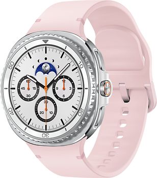 Samsung Galaxy Watch8 Classic 46 mm Boîtier aluminium blanc sur Sport en silicone S/M rose [Wi-Fi]