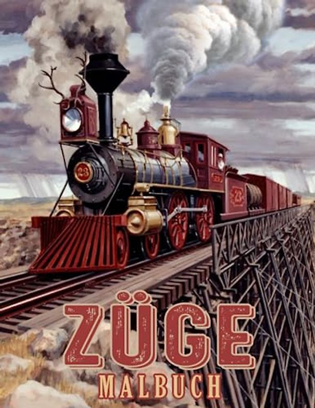 Züge Malbuch: Niedliche und einfache Designs von Zügen, Lokomotiven und Gleisen für Kinder im Alter von 4–8 Jahren, Kinderbuch Fahrzeuge zur Förderung der Kreativität