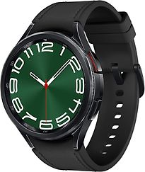 Image of Samsung Galaxy Watch6 Classic 47 mm roestvrij staal kast black op leren bandje S/M graphite [wifi + 4G] (Refurbished)