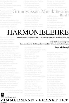 Grundwissen Musiktheorie, Band I - Harmonielehre