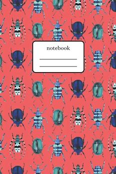 Notebook Beetles Blue Mix: Composition Notebook with Blue Beetles Art - Lined Notebook 120 Pages 6x9 inch -Light Red Version