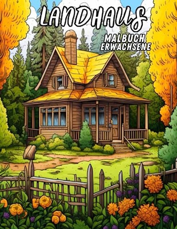 Landhaus Malbuch Erwachsene: Färben Sie ländliche Ferienhäuser und entdecken Sie die Ruhe idyllischer Landschaften in einem Malbuch voller ländlicher Details und Natur