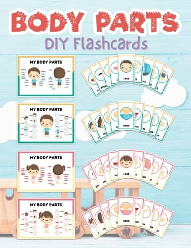DIY Flashcards Body Parts: Boy and Girl Human Body Parts and 2 Full Diagram